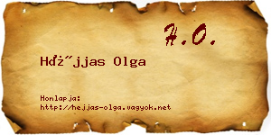 Héjjas Olga névjegykártya